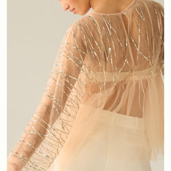 Brand New FOREVER THAT GIRL EMBELLISHED SHEER TOP - Picture 2 of 16